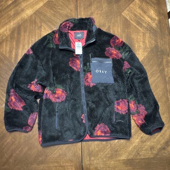 Obey Mesa Floral Print Sherpa Jacket  Size Medium $120 Retail NWT - Picture 1 of 9